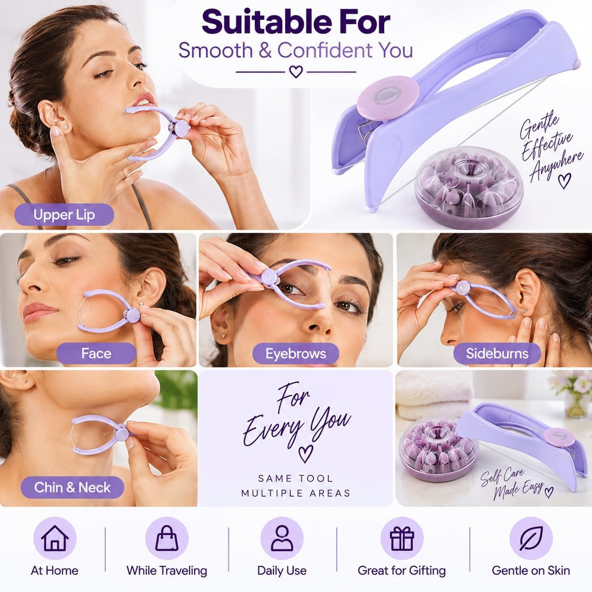 2-in-1 Portable Facial Hair Remover & Eyebrow Trimmer