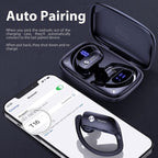 Bluetooth Headphones - Earbuds with Ear Hooks | Sport Earbuds Wireless Earbuds for iPhone Bluetooth Headphones Noise Canceling with Smart Charging Case (Black)