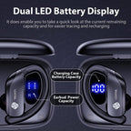 Bluetooth Headphones - Earbuds with Ear Hooks | Sport Earbuds Wireless Earbuds for iPhone Bluetooth Headphones Noise Canceling with Smart Charging Case (Black)