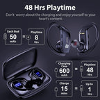 Bluetooth Headphones - Earbuds with Ear Hooks | Sport Earbuds Wireless Earbuds for iPhone Bluetooth Headphones Noise Canceling with Smart Charging Case (Black)